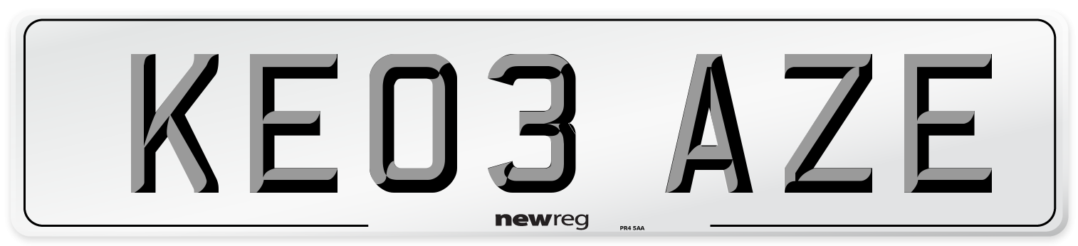 KE03 AZE Number Plate from New Reg
